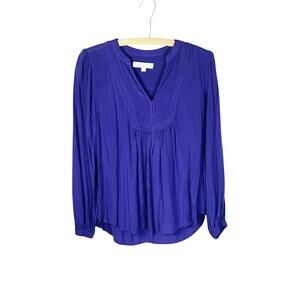 LOFT Cobalt Blue Flowy V Neck Blouse Size M Professional Soft Power